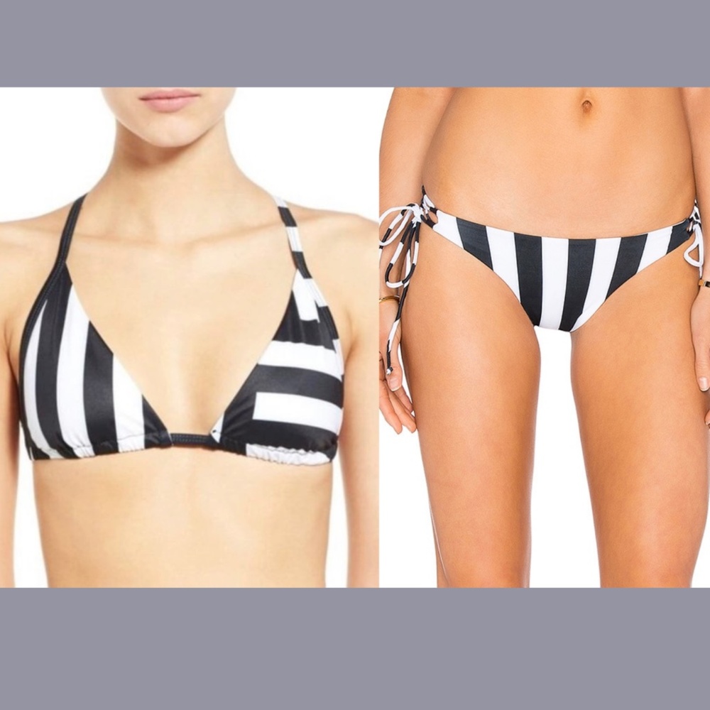 NWD Tavik [ XS ] Vivienne Striped Bikini Top + Bebe Bottom in‎ Cabana Black